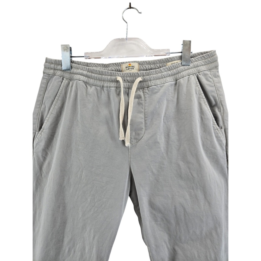 Marine Layer Mens Slim Fit Jogger Pants Grey Organic Cotton Stretch Large - Picture 2 of 11